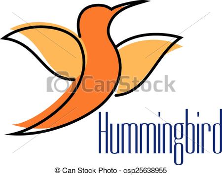 450x355 Silhouette Of Orange Hummingbird Or Colibri Bird. Orange