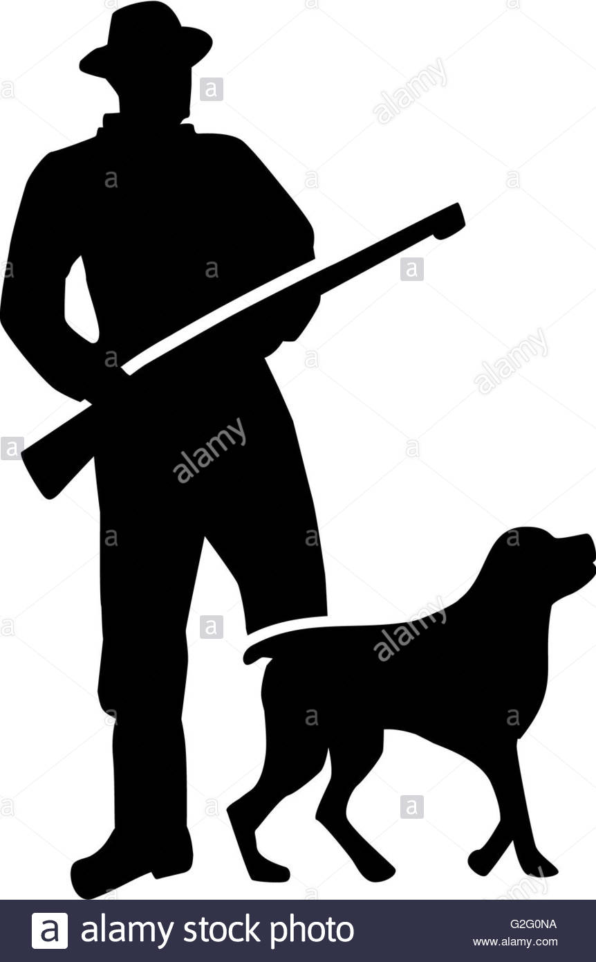 862x1390 Hunter Silhouette With Dog Stock Photo 104843350