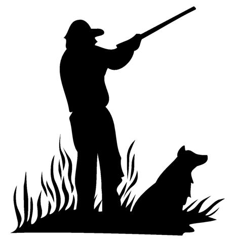 466x480 Hunter And Dog Silhouette Decal Sticker