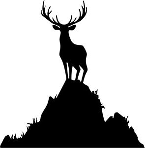 295x300 A Buck In A Hill Hunting Silhouette Vinyl Cut Decal Or Sticker