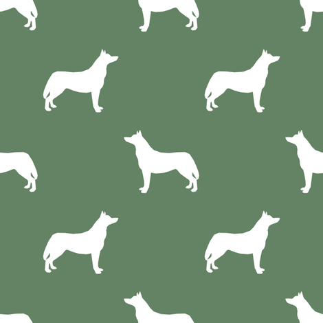470x470 Husky Dog Silhouette Med Green Fabric
