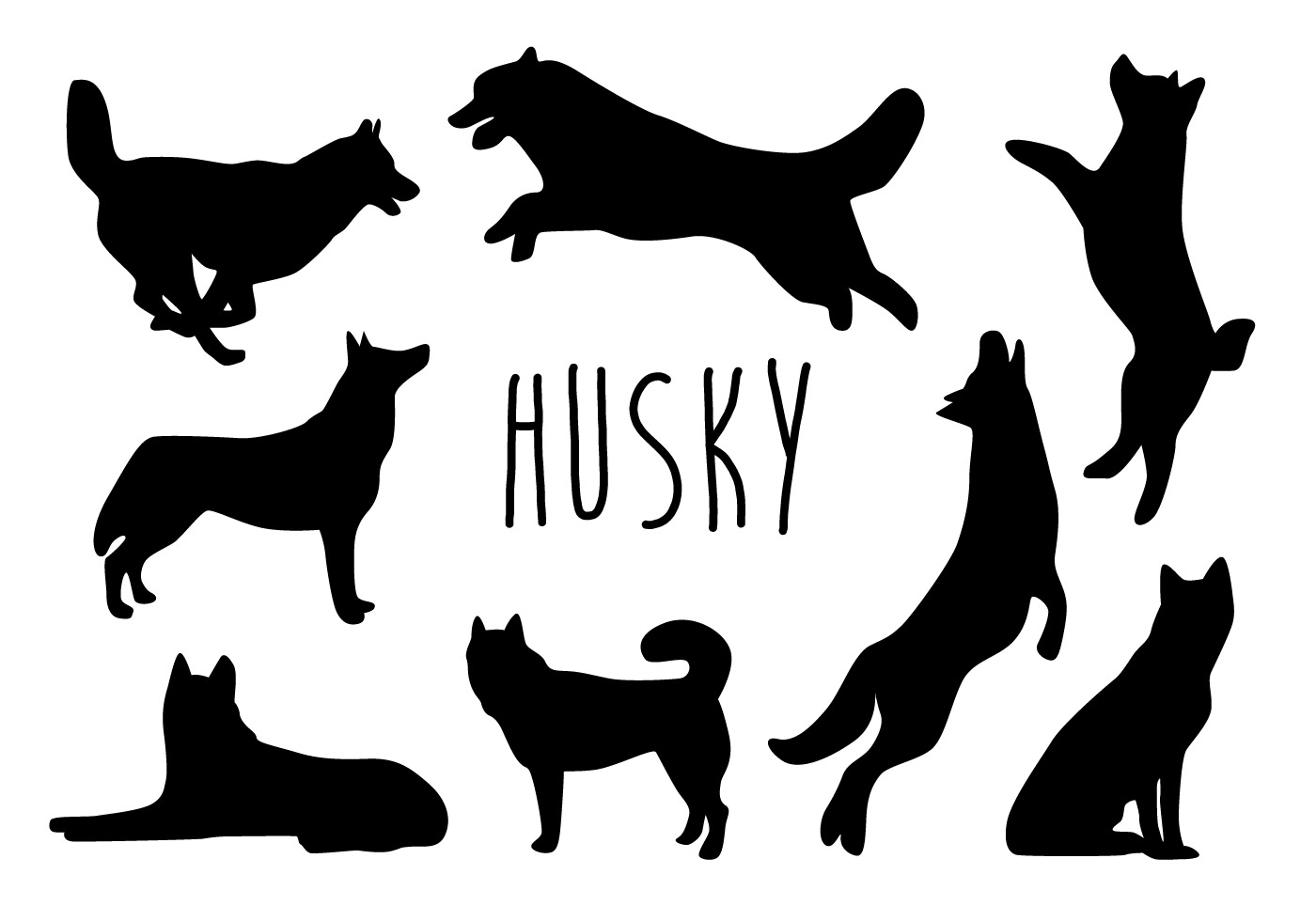 1400x980 Husky Silhouette Vectors