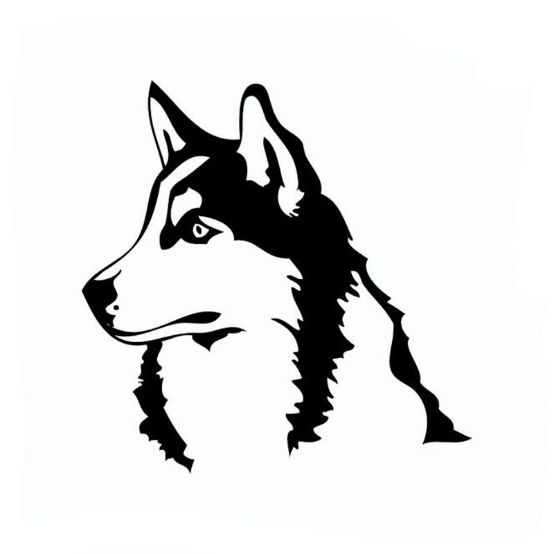 800x800 Husky Dog Siberian Malamute Silhouette Wall Sticker Cartoon Pet