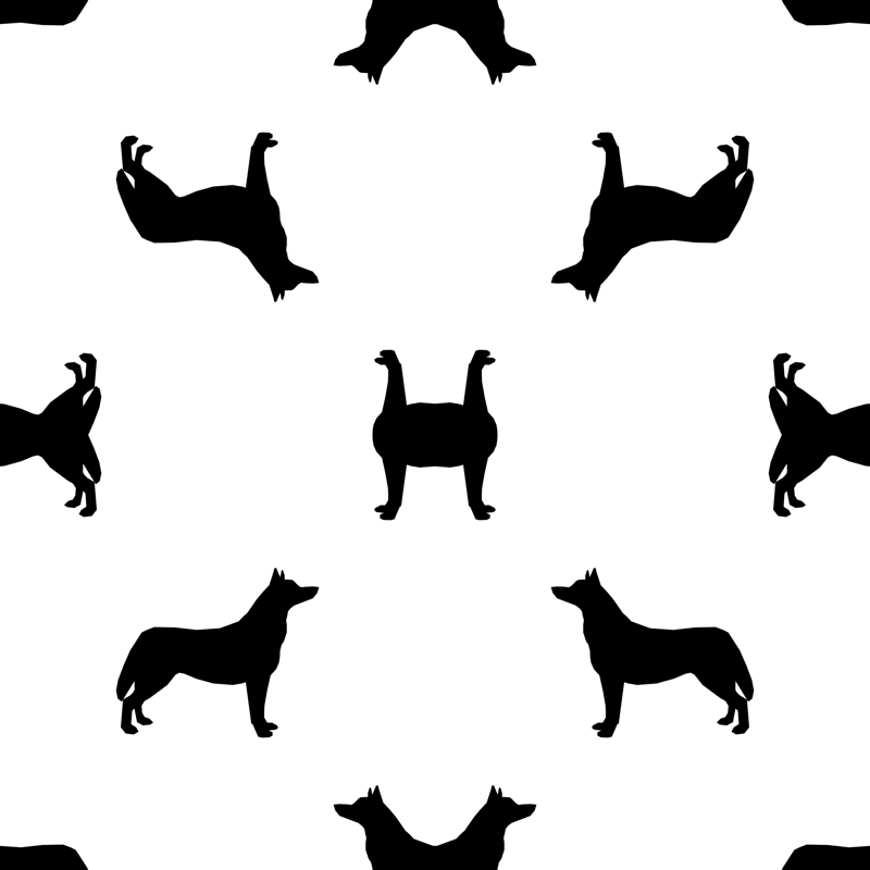 800x800 Husky Dog Silhouette White Fabric