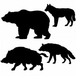 300x300 Vector Silhouettes Of The Wild Boar, Bear, Wolf, Hyena On White