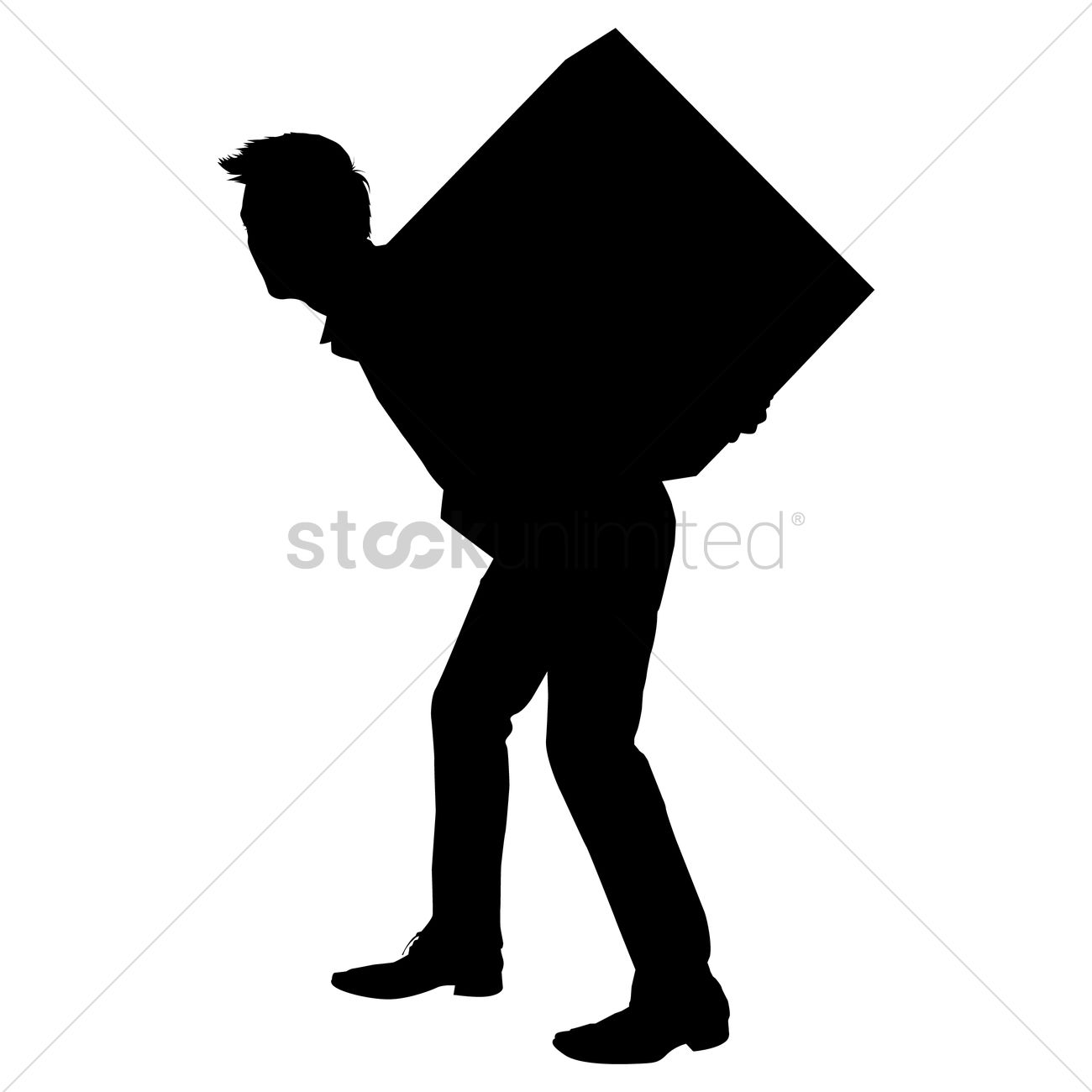 1300x1300 Silhouette Of A Man Carrying Box Vector Image