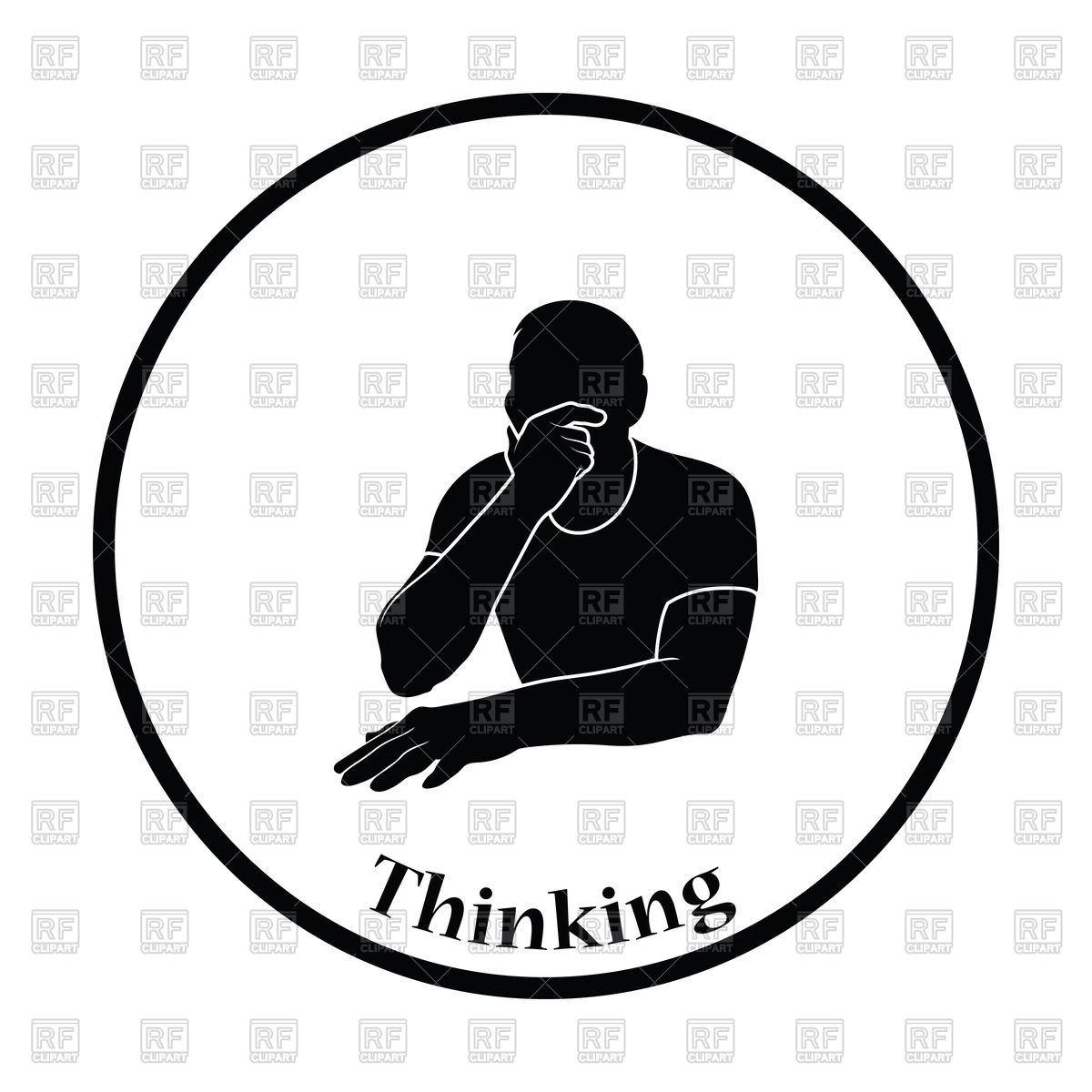 1200x1200 Thinking Man Silhouette On White Background Royalty Free Vector