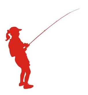 306x330 Girl Fishing Silhouette Decal Sticker