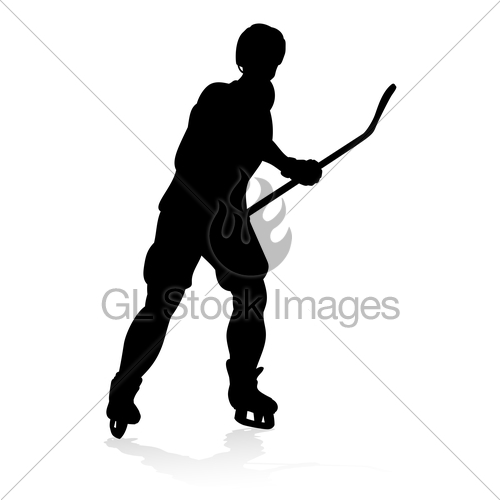 500x500 Silhouette Ice Hockey Player Gl Stock Images