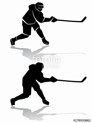 375x500 Silhouette Ice Hockey Player, Vector Draw Stock Image And Royalty