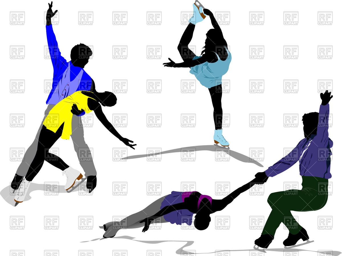 1200x901 Colored Silhouettes Of Figure Skaters Royalty Free Vector Clip Art