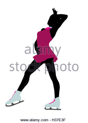 300x420 African American Female Ice Skater Art Illustration Silhouette