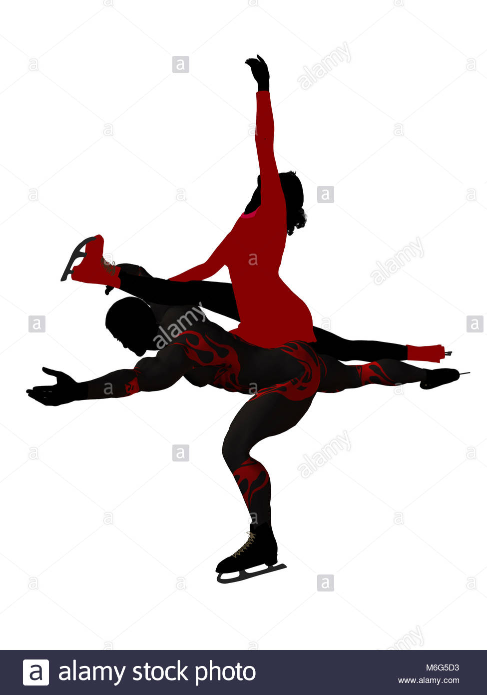 975x1390 Couple Ice Skating Illustration Silhouette On A White Background