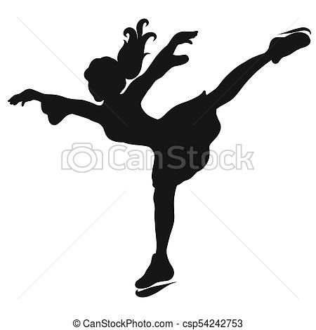 450x470 Silhouette Of A Girl Skating On Ice Stock Illustrations