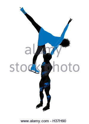 300x420 African American Female Ice Skater Art Illustration Silhouette
