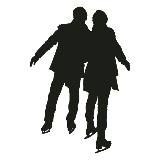 512x512 Young Couple Ice Skating Silhouette