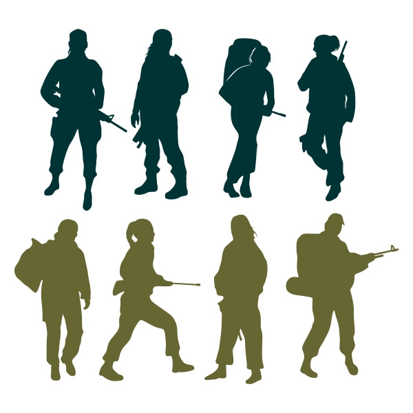600x600 Female Soldier Cuttable Design Cut File. Vector, Clipart, Digital