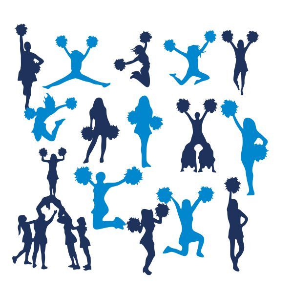 600x600 Cheerleader Silhouette Pack Cuttable Design Cut File. Vector