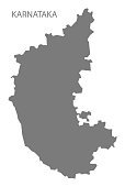 114x170 Karnataka India Map Grey Stock Vectors
