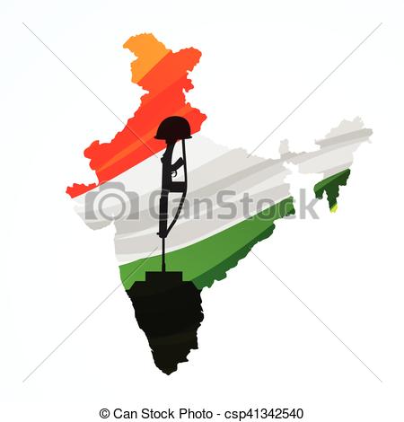 450x470 Map Of India With Amar Jyoti Eps Vector