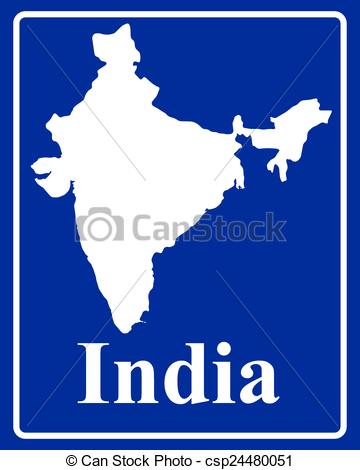 360x470 Sign As A White Silhouette Map Of India With An Inscription