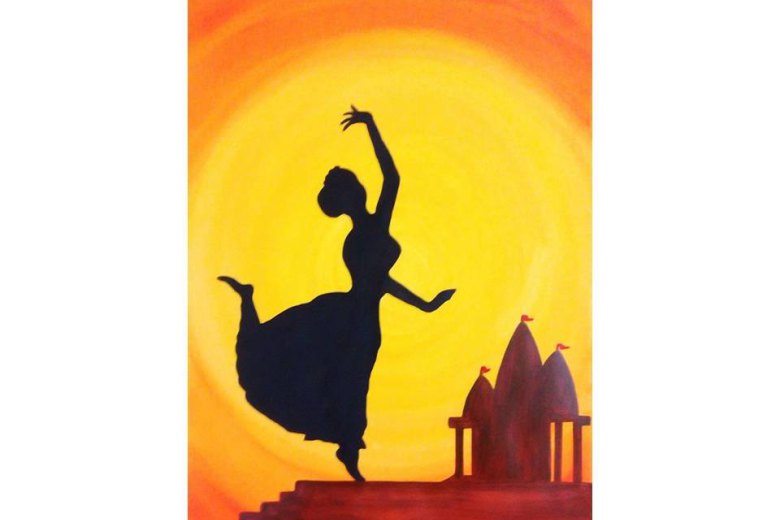 780x520 Indian Dance Silhouette Painting Print Home Decor By Colormela