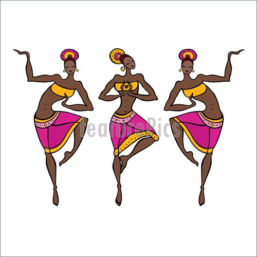 500x500 Dancing Woman In Ethnic Style. Illustration