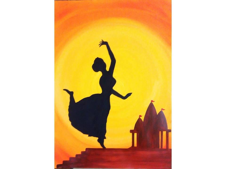 960x720 Indian Dance Silhouette Painting Print, Home Decor, Wall Hanging