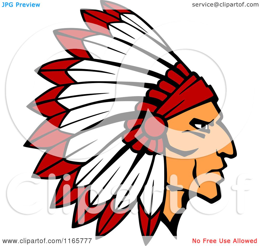 1080x1024 Clipart Of A Native American Brave With A Red And White Feather