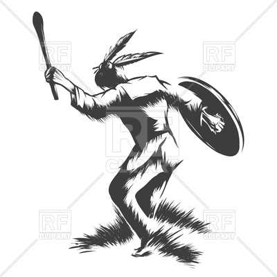 400x400 Indian Shaman With Bull Head Drum And Stick Royalty Free Vector