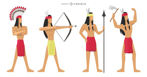 494x260 Native American Characters Doodle Set