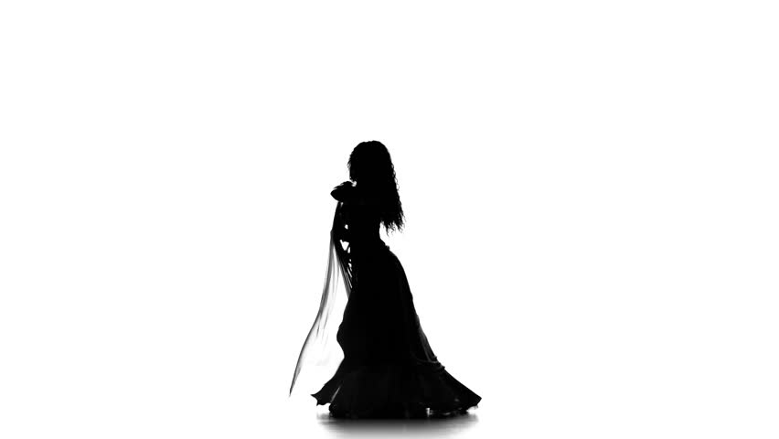 852x480 Exotic Belly Dancer Woman, Shaking Her Hips, On White, Slow Motion