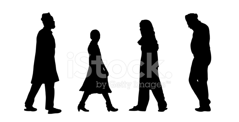 800x410 Indian People Walking Silhouettes Set 6 Stock Photos