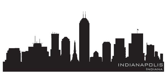 700x350 Indianapolis, Indiana Skyline. Detailed Vector Silhouette Wall