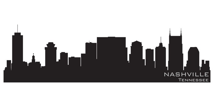 700x350 Nashville, Tennessee Skyline. Detailed Vector Silhouette Wall