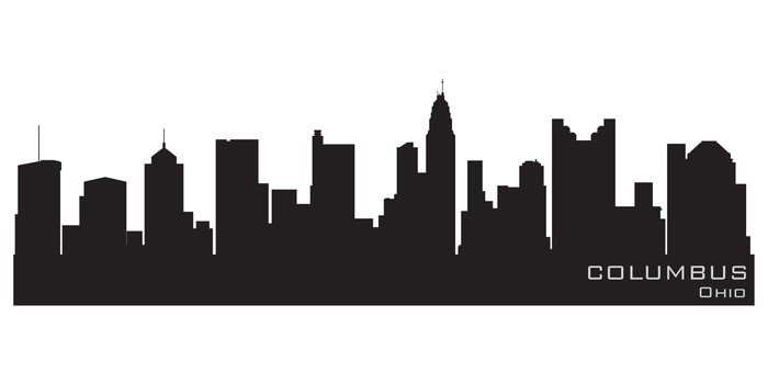 700x350 Columbus, Ohio Skyline. Detailed Vector Silhouette Wall Mural