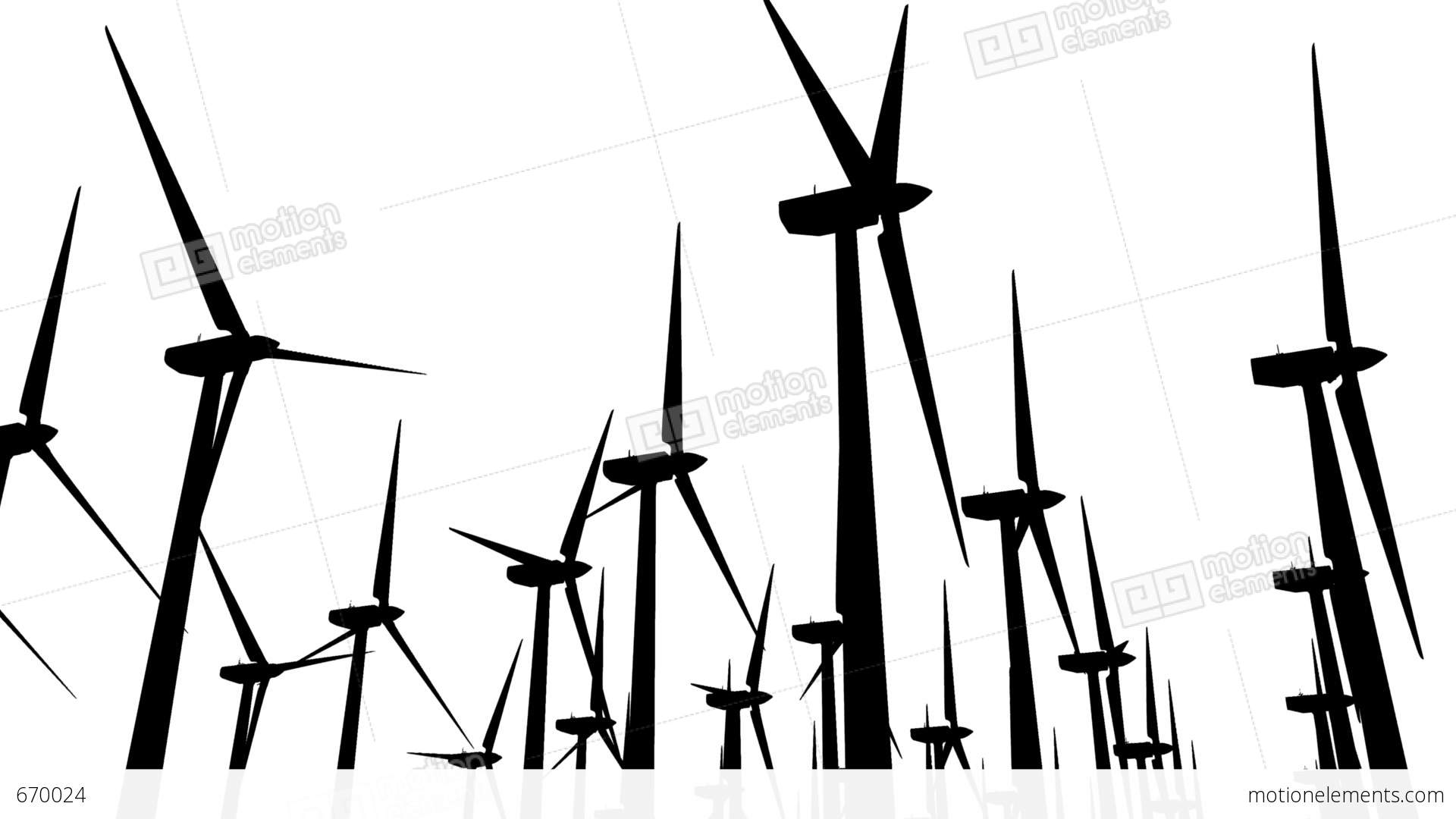1920x1080 Wind Turbines Silhouette 04 Loop Stock Animation 670024