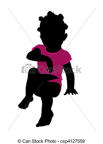 337x470 African American Female Infant Toddler Illustration Stock