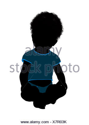 300x420 African American Male Infant Toddler Silhouette On A White