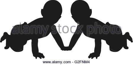 450x219 Baby Twins Silhouette Stock Vector Art Amp Illustration, Vector