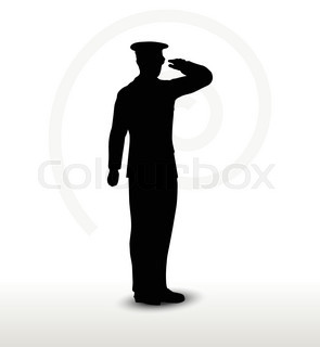 295x320 Saluting Army Soldier's Silhouette On White Stock Vector Colourbox