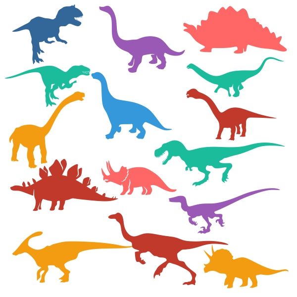 600x600 Dino Silhouettes Cuttable Design Cut File. Vector, Clipart