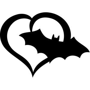 300x300 Bat Halloween Heart Filing, Facebook And Silhouette