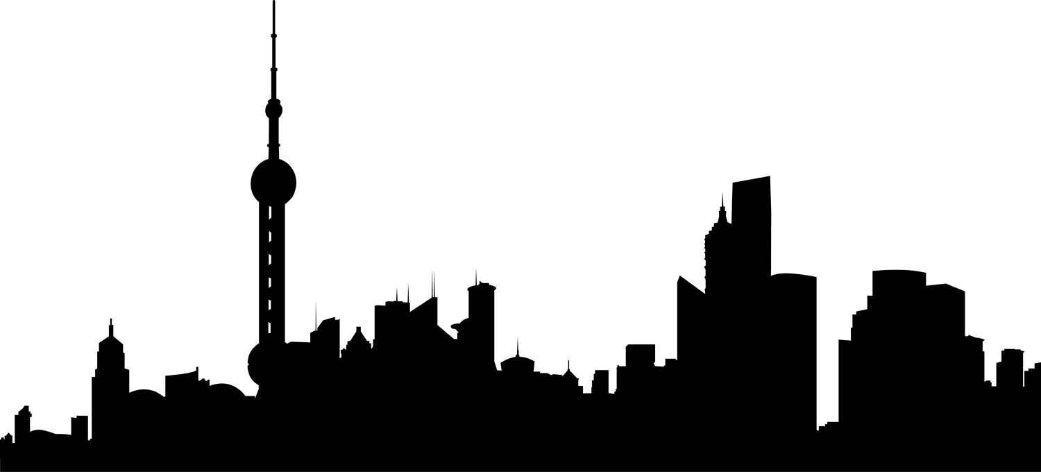 1500x680 City Skyline Shanghai Svg Clipart, International City Digital