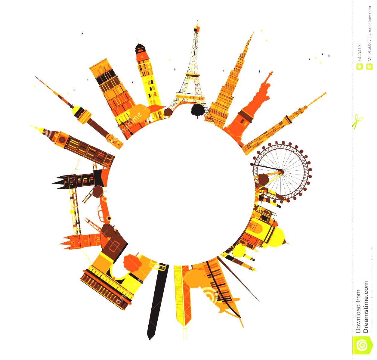 1253x1196 Travel Around The World Clipart Landmarks Silhouettes Stock Vector