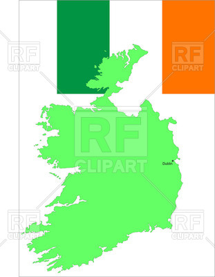 311x400 Ireland Flag And Map Silhouette Royalty Free Vector Clip Art Image