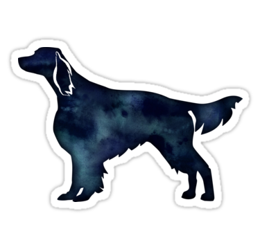 375x360 Irish Red And White Setter Dog Breed Black Watercolor Silhouette