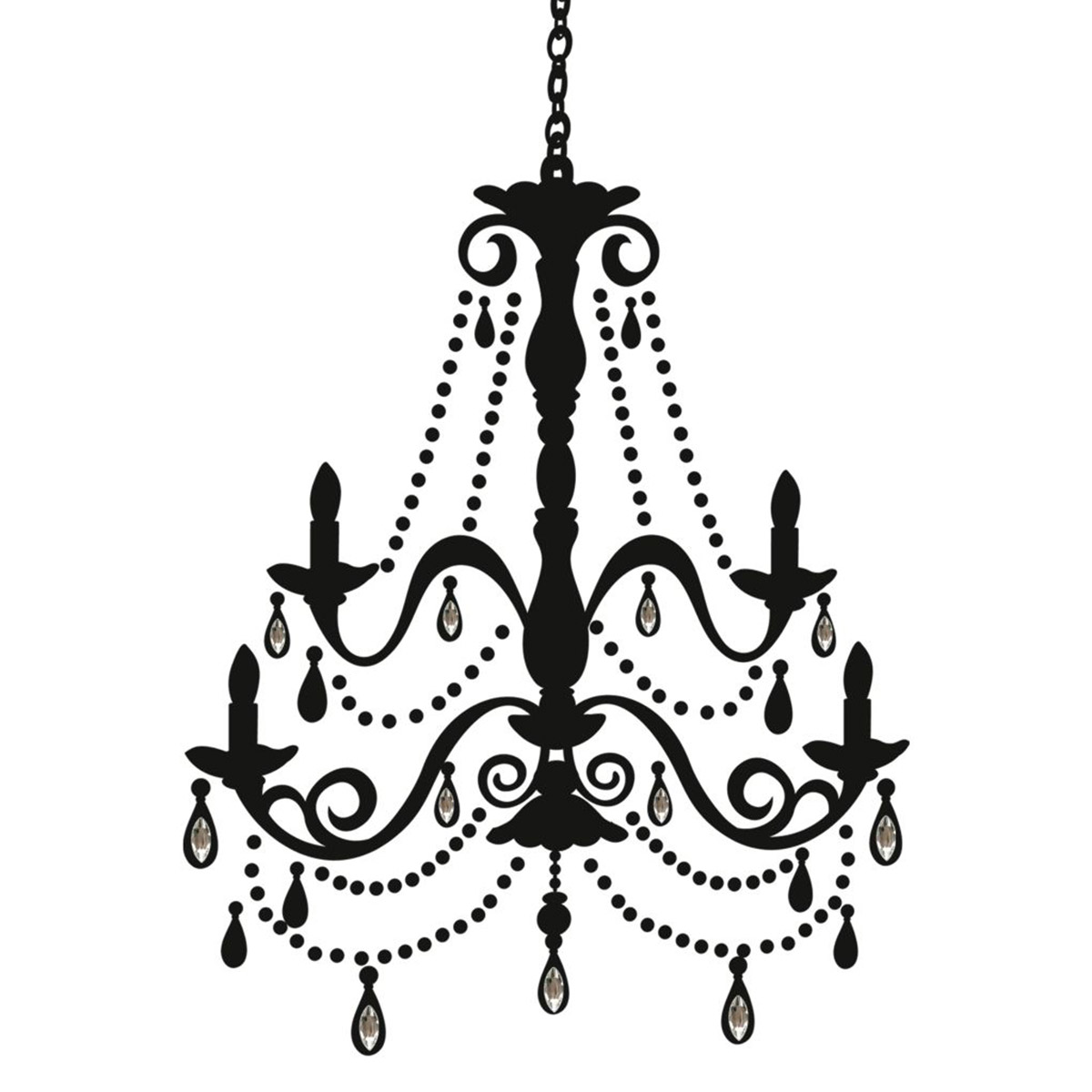 1200x1200 Elegant Chandelier Silhouette Giant Wall Decal Removable Decor