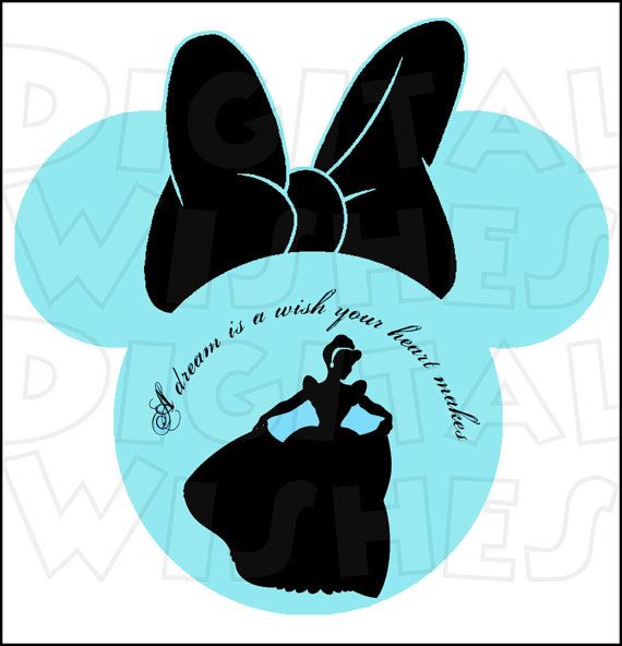 570x592 Cinderella Silhouette Minnie Mouse Head Ears Digital Iron
