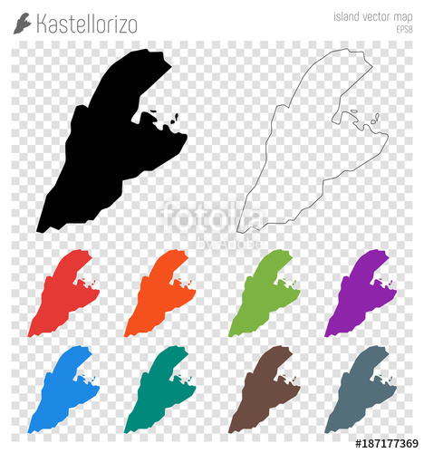 468x500 Kastellorizo High Detailed Map. Island Silhouette Icon. Isolated